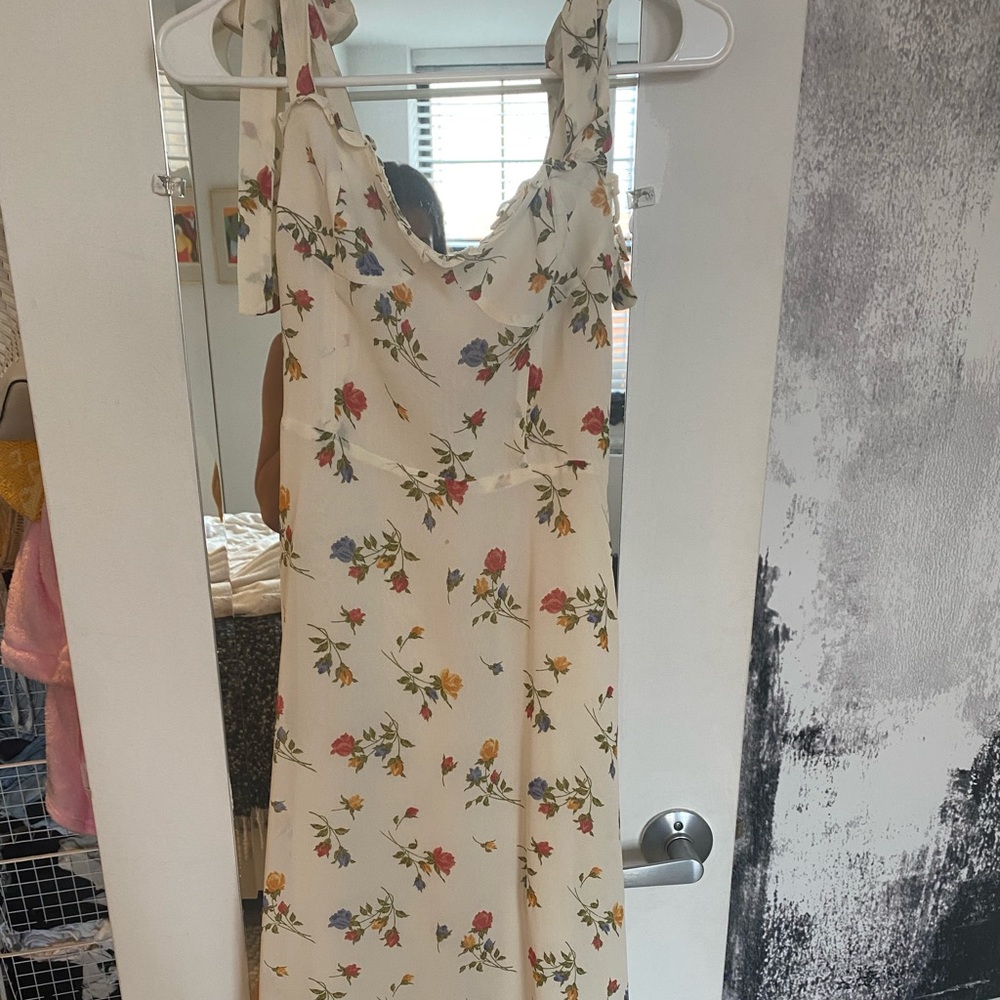 REFORMATION MIDI DRESS - FLORAL - SIZE 2 - SPAGHETTI TIE STRAPS